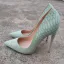 Chic / Beautiful Mint Green Cocktail Party Snakeskin Print Pumps 2021 Leather 12 cm Stiletto Heels Pointed Toe High Heels