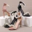 Sexy Black Cocktail Party Evening Party Womens Sandals 2021 Pearl Rhinestone Ankle Strap 10 cm Stiletto Heels Open / Peep Toe Sandals High Heels