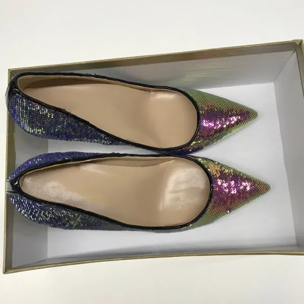 Scintillantes Dégradé De Couleur Escarpins Cocktail Paillettes Escarpins 2021 12 cm Talons Aiguilles À Bout Pointu Talons Hauts