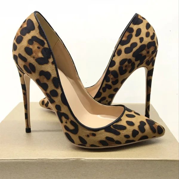 Mode Bruin Avond Luipaard Print Suede Pumps 2021 12 cm Naaldhakken / Stiletto Spitse Neus Hoge Hakken