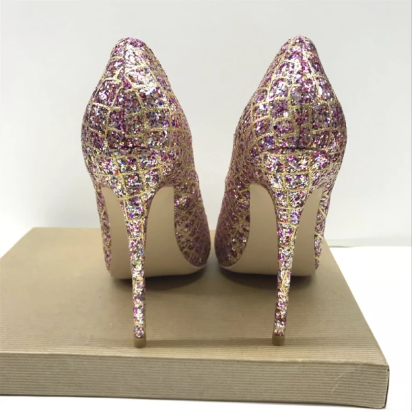Sparkly Sjarmerende Multi-Farger Aften Paljetter Pumps 2021 12 cm Stiletthæler Spisse Høyhælte