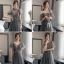 Chic / Beautiful Black Grey Bridesmaid Dresses 2021 A-Line / Princess Scoop Neck Beading Sequins Short Sleeve Backless Floor-Length / Long Bridesmaid Wedding Party Dresses