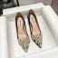 Elegante Schwarz Abend Perle Strass Pumps 2021 Satin Hochhackige 7 cm Stilettos Spitzschuh Pumps
