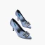 Elegant Sky Blue Cocktail Party Rhinestone Pumps 2021 Leather 8 cm Stiletto Heels Pointed Toe High Heels