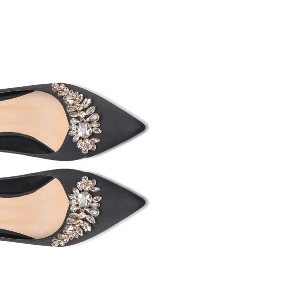Charming Champagne Rhinestone Wedding Shoes 2021 Leather 7 cm Stiletto Heels Pointed Toe Wedding Pumps High Heels