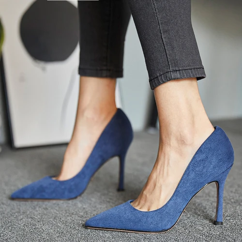 Modest / Simple Burgundy Office OL Suede Pumps 2021 10 cm Stiletto Heels Pointed Toe High Heels