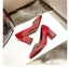 Charming Red Rhinestone Satin Wedding Shoes 2021 7 cm Thick Heels Pointed Toe Wedding High Heels Pumps