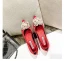Elegant Champagne Pearl Satin Wedding Shoes 2021 7 cm Thick Heels Pointed Toe High Heels Wedding Pumps