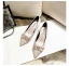 Chinese style Red Satin Rhinestone Wedding Shoes 2021 7 cm Thick Heels Pointed Toe Wedding High Heels Pumps