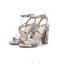 Fashion White Street Wear Snakeskin Print Womens Sandals 2021 Ankle Strap 10 cm Thick Heels Open / Peep Toe High Heels