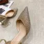 Charmant Gold Abend Strass Sandalen Damen 2021 Knöchelriemen 7 cm Stilettos Spitzschuh Hochhackige