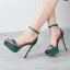 Sexy Noire Cocktail Sandales Femme 2021 Bride Cheville Imperméables 12 cm Talons Aiguilles Peep Toes / Bout Ouvert Talons Hauts