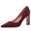 Chic / Beautiful Burgundy Office OL Suede Pumps 2021 Leather 7 cm Thick Heels Pointed Toe High Heels Pumps