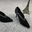 Vintage Schwarz Freizeit Leder Strass Pumps 2021 7 cm Stilettos Hochhackige Spitzschuh Pumps