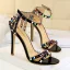 Sexy Silver Cocktail Party Rivet Womens Sandals 2021 T-Strap 11 cm Stiletto Heels Pointed Toe Sandals