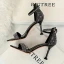 Sexy Argenté Soirée Faux Diamant Sandales Femme 2021 Bride Cheville 8 cm Talons Aiguilles Peep Toes / Bout Ouvert Talons Hauts Sandales