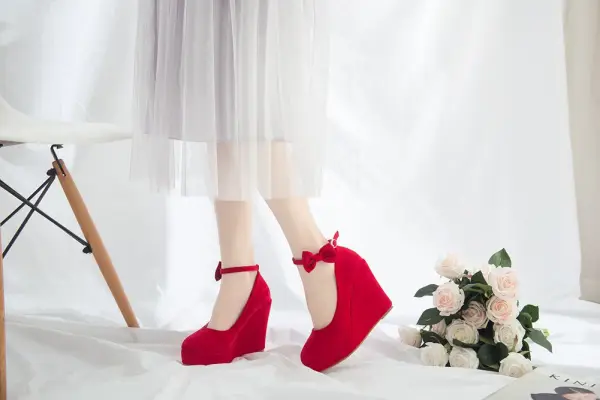 Enkla Svarta Casual Damskor 2018 Mocka Pande Zote Toe 10 cm Kilklackar