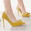 Schöne Gelb Büro OL Schleife Lackleder Pumps 2021 10 cm Stilettos Hochhackige Spitzschuh Pumps