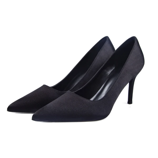 Fashion Black Evening Party Leather Pumps 2021 10 cm Stiletto Heels Pointed Toe Pumps High Heels