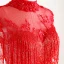 Luxury / Gorgeous Pearl Pink Evening Dresses  2018 A-Line / Princess Handmade  Beading Tassel Crystal Sequins Appliques Scoop Neck Backless Short Sleeve Court Train Formal Dresses