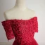 Chic / Beautiful Red Prom Dresses 2018 A-Line / Princess Crystal Beading Appliques Off-The-Shoulder Backless Short Sleeve Floor-Length / Long Formal Dresses