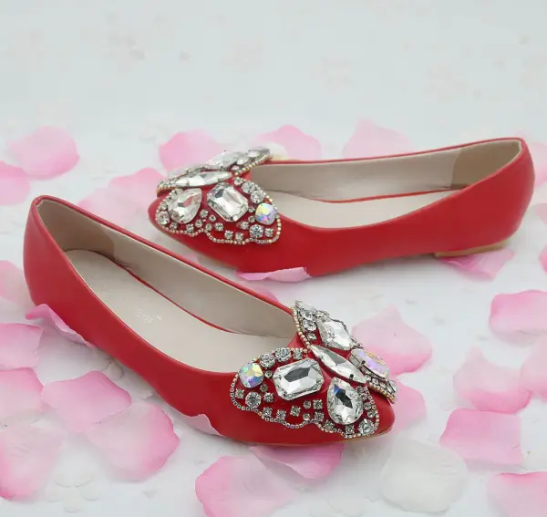 Fine Hvit Casual Damesko 2018 Krystall Rhinestone Rund Tå Flate