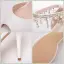 Modern / Fashion White Wedding Shoes 2018 Pearl Rhinestone Tassel 11 cm Stiletto Heels Open / Peep Toe Wedding High Heels