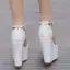 Modern / Fashion White Casual Womens Shoes 2018 Pearl Rhinestone Tassel Platform 11 cm Wedges Round Toe