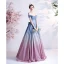 Fashion Gradient-Color Sky Blue Glitter Prom Dresses 2021 A-Line / Princess Off-The-Shoulder Short Sleeve Backless Bow Floor-Length / Long Prom Formal Dresses