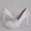 Chic / Beautiful White Wedding Shoes 2018 Lace Pearl Rhinestone 11 cm Stiletto Heels Round Toe Wedding Pumps