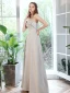 Modest / Simple Grey Satin Bridesmaid Dresses 2021 A-Line / Princess Short Sleeve Backless Floor-Length / Long Wedding Party Dresses
