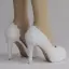 Chic / Beautiful White Wedding Shoes 2018 Lace Pearl 11 cm Thick Heels Open / Peep Toe Wedding High Heels