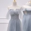 Modest / Simple Sky Blue Bridesmaid Dresses 2021 A-Line / Princess Short Sleeve Backless Beading Pearl Floor-Length / Long Bridesmaid Wedding Party Dresses