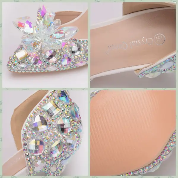 Unika Silver Brudskor 2018 Kristall Rhinestone 7 cm Stilettklackar Spetsiga Bröllop Högklackade