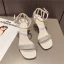 Sexy Argenté Faux Diamant Soirée Sandales Femme 2021 Bride Cheville 6 cm Talons Aiguilles Peep Toes / Bout Ouvert Sandales Talons Hauts