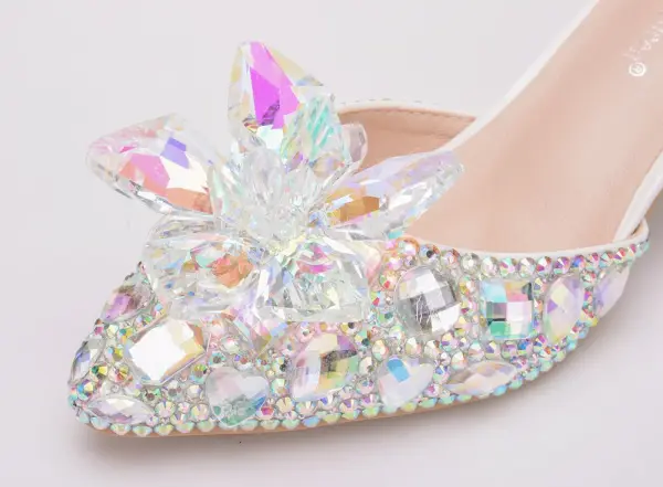 Amazing / Unique Silver Wedding Shoes 2018 Buckle Crystal Rhinestone 5 cm Stiletto Heels Pointed Toe Wedding High Heels