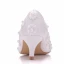 Chic / Beautiful White Wedding Shoes 2018 Lace Flower Pearl 5 cm Stiletto Heels Pointed Toe Wedding Pumps