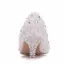 Chic / Beautiful White Wedding Shoes 2018 Lace Flower Rhinestone 5 cm Stiletto Heels Pointed Toe Wedding Pumps