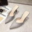 Charmant Champagne Vêtement de rue Paillettes Sandales Femme 2021 8 cm Talons Aiguilles À Bout Pointu Sandales Talons Hauts