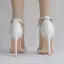 Charmant Weiß Brautschuhe 2018 Perle Strass Quaste Knöchelriemen 11 cm Stilettos Peeptoes Hochzeit Hochhackige