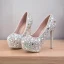 Sparkly Sølv Brudesko 2018 Krystall Rhinestone 14 cm Stiletthæler Rund Tå Bryllup Pumps