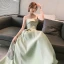 Modest / Simple Sage Green Satin Bridesmaid Dresses 2021 A-Line / Princess Sleeveless Floor-Length / Long Bridesmaid Wedding Party Dresses