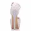 Chic / Beautiful White Wedding Shoes 2018 Lace Flower Rhinestone 14 cm Stiletto Heels Wedding Round Toe High Heels