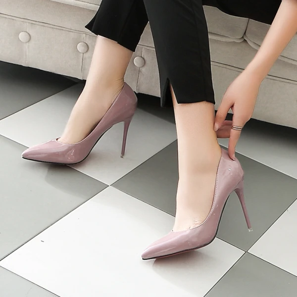 Chic / Beautiful Black Office OL Patent Leather Pumps 2021 10 cm Stiletto Heels Pointed Toe Pumps High Heels