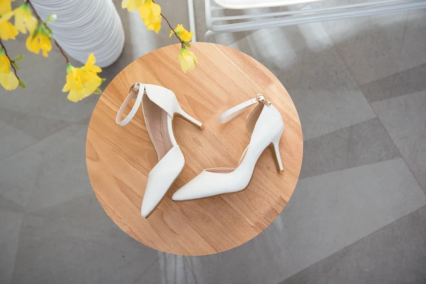 Schlicht Weiß Büro Damenschuhe 2018 Knöchelriemen 8 cm Stilettos Spitzschuh Hochhackige