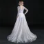 Chinese style Asymmetrical Evening Dresses  2017 A-Line / Princess Scoop Neck Long Sleeve Embroidered Flower White Organza Detachable Formal Dresses