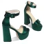 Chic / Belle Vert Foncé Club de carnaval Sandales Femme 2021 Cuir Bride Cheville 13 cm Talons Épais Peep Toes / Bout Ouvert Sandales Talons Hauts