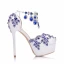 Charmant Königliches Blau Brautschuhe 2018 Kristall Strass 14 cm Stilettos Runde Zeh Hochzeit Hochhackige
