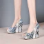 Unusual Street Wear Snakeskin Print Womens Sandals 2021 Leather Waterproof 11 cm Wedges Open / Peep Toe Sandals