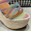 Fashion Multi-Colors Street Wear Braid Womens Sandals 2021 16 cm Platform Wedges Open / Peep Toe Sandals
